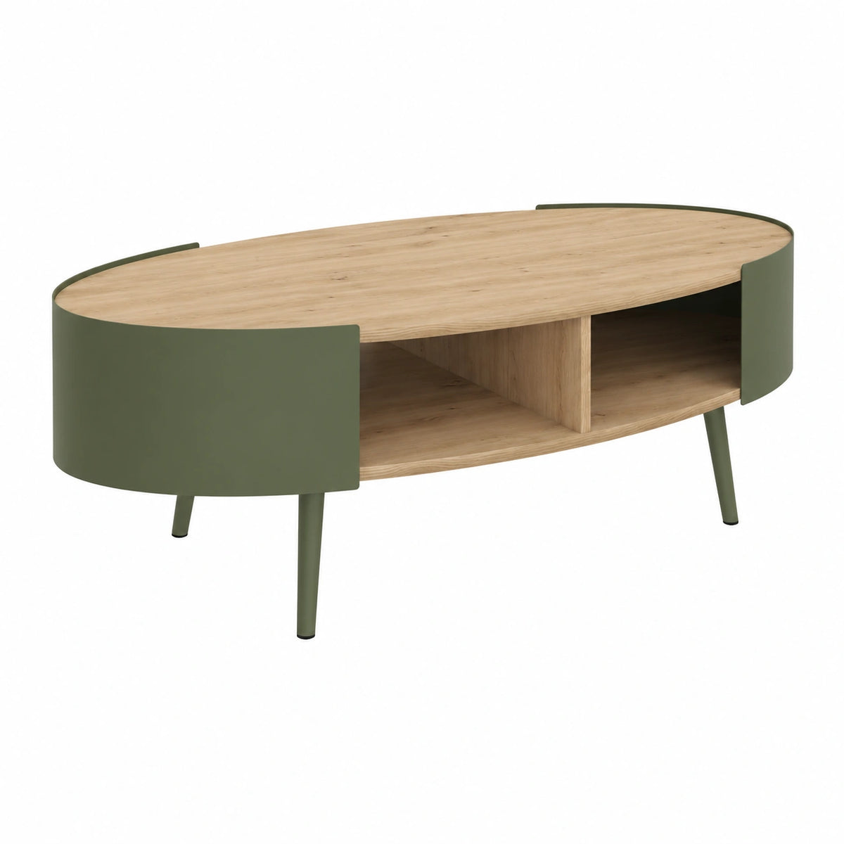 Table basse, avec rangement, coloris vert, 120 x 60 cm, pour le salon
