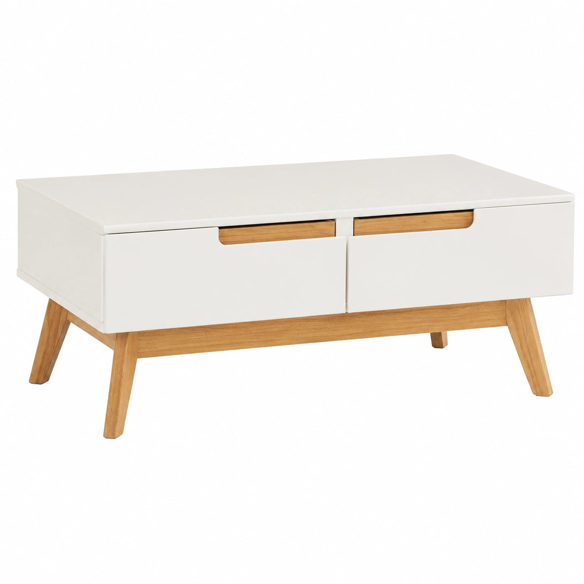 Table basse, avec tiroirs, coloris blanc, 90 x 36 x 60 cm, pour le salon