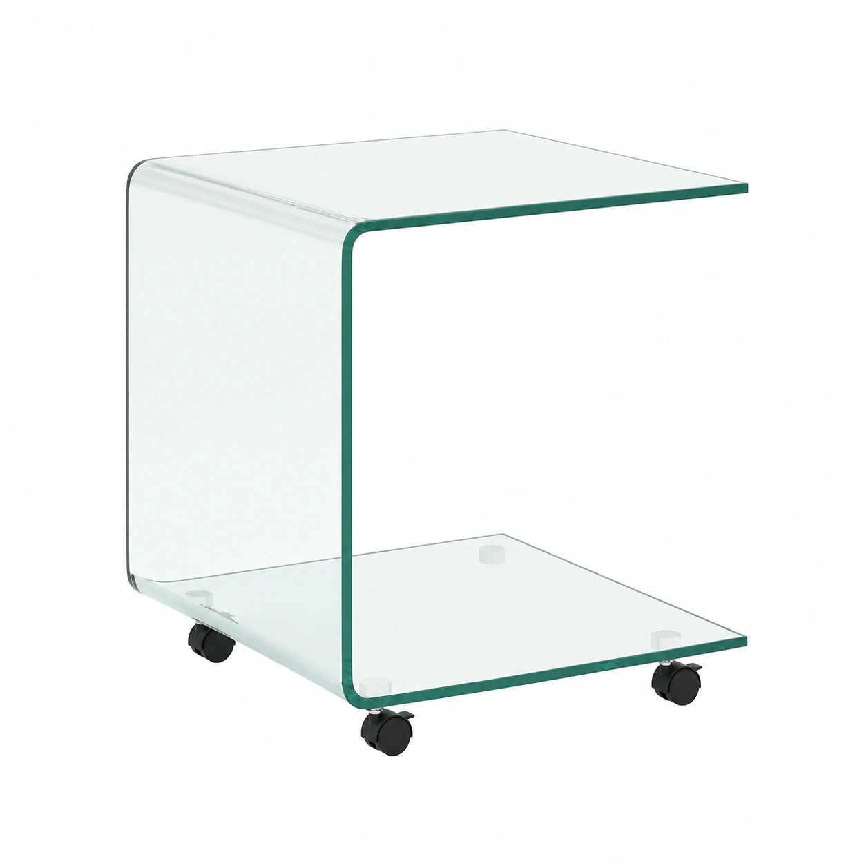 Canapé, en verre trempé, sur roulettes, coloris transparent, 45 x 45 x 41 cm, pour le salon