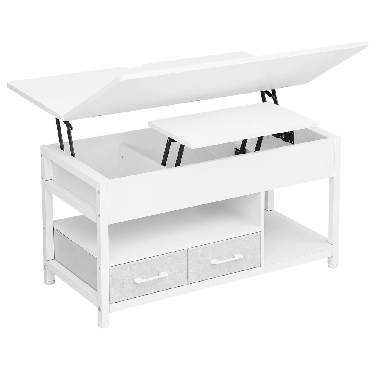 Bureau, extensible, avec rangement, avec tiroirs, coloris blanc, pour l’espace de travail