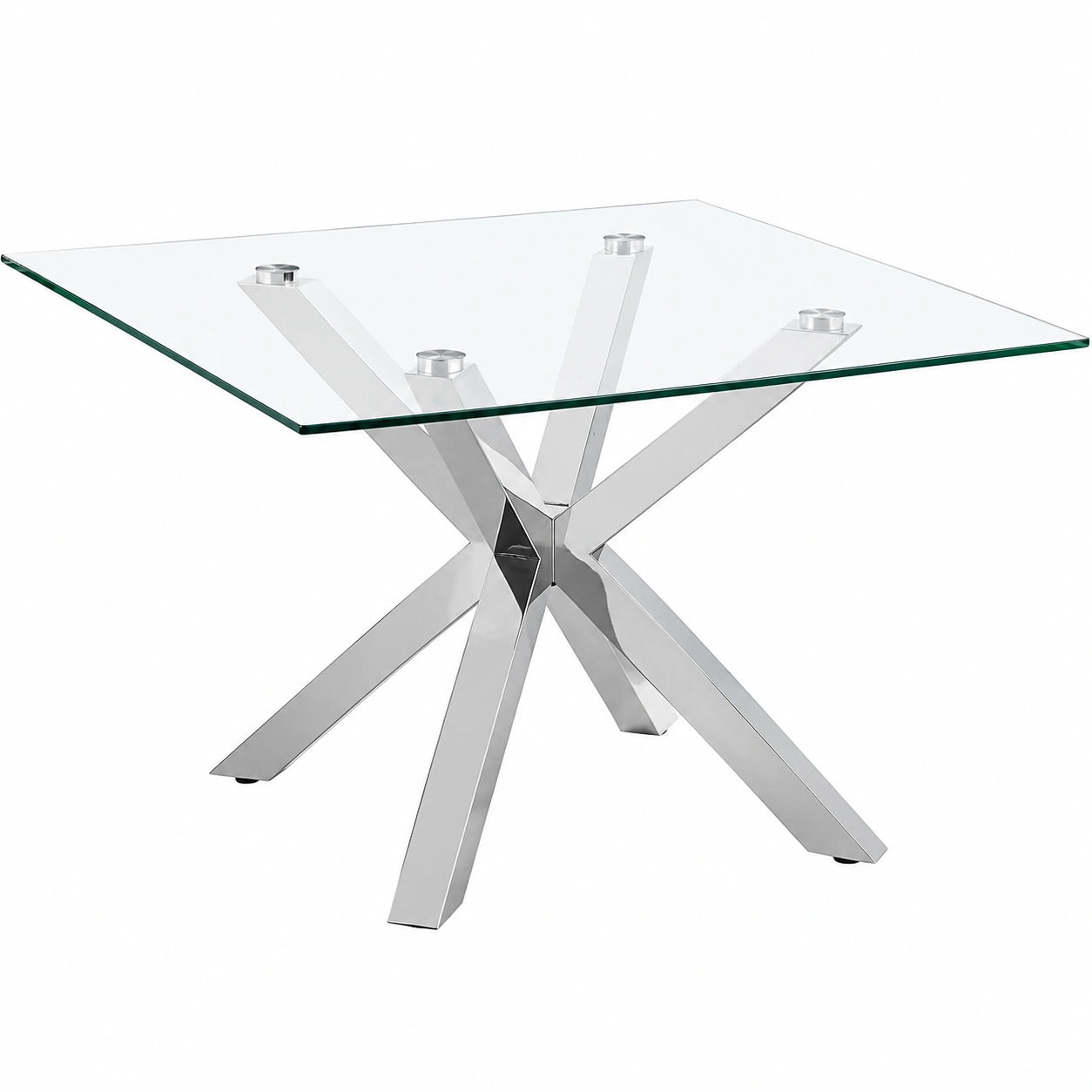 Table basse, en verre, 70 x 70 cm, coloris argenté, pour le salon