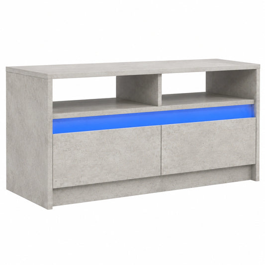 Bureau, avec rangement, avec tiroirs, avec éclairage LED, coloris gris, pour l’espace de travail