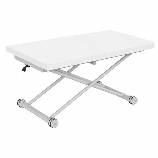 Table à manger, extensible, coloris blanc et gris, pour la salle à manger