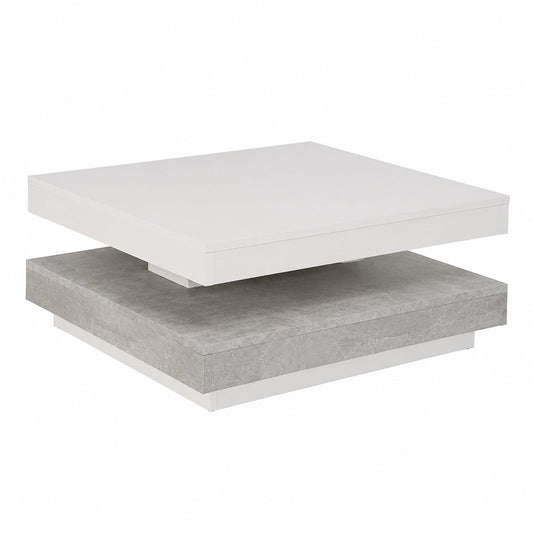 Table basse, pivotant, 67 x 67 x 35 cm, coloris blanc, pour le salon