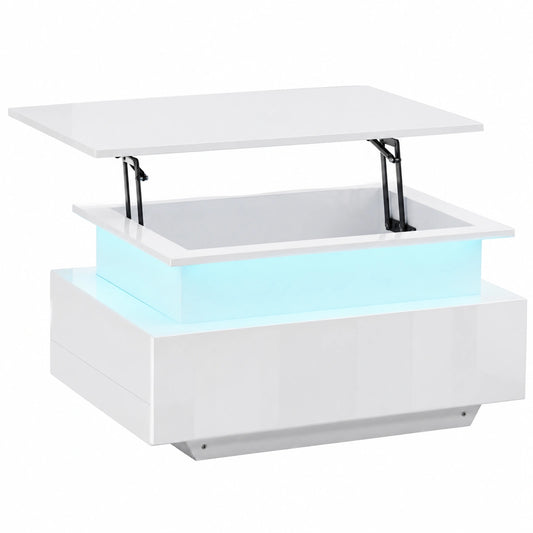 Table basse, avec tiroirs, avec étagères, coloris blanc, 85 x 50 x 45 cm, pour le salon