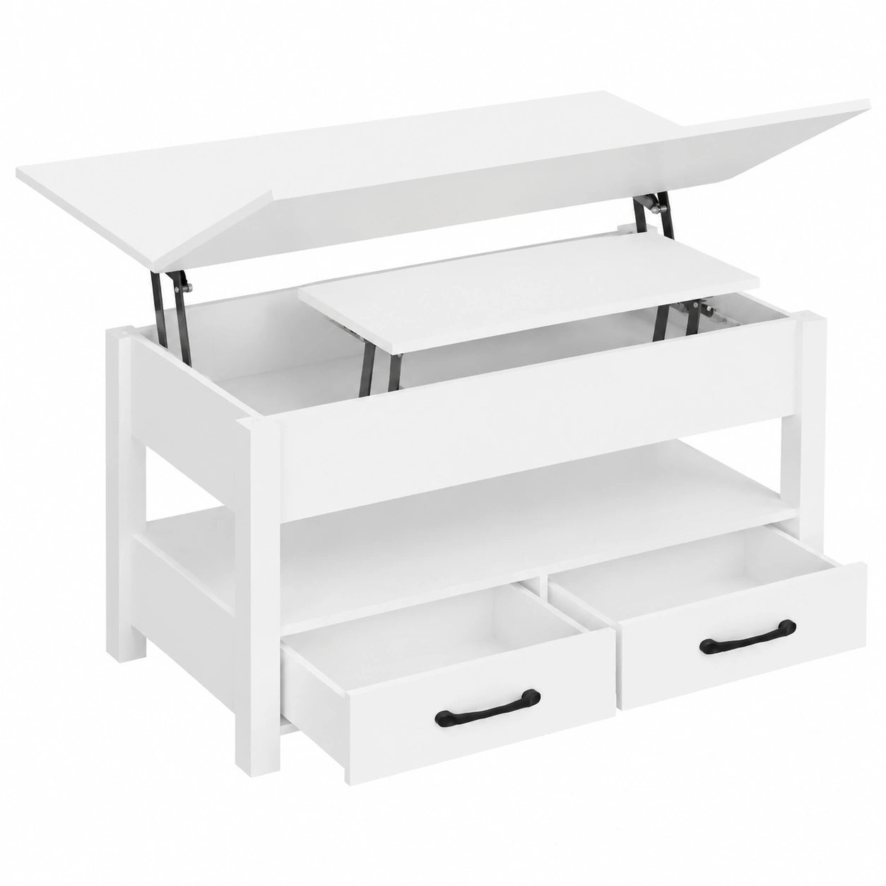 Bureau, extensible, avec rangement, avec tiroirs, coloris blanc, pour l’espace de travail