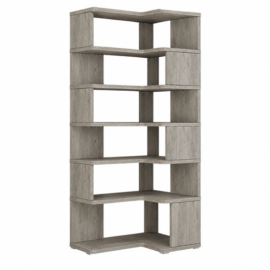 Bureau, avec rangement, avec étagères, 60 x 60 x 222 cm, coloris gris, pour l’espace de travail