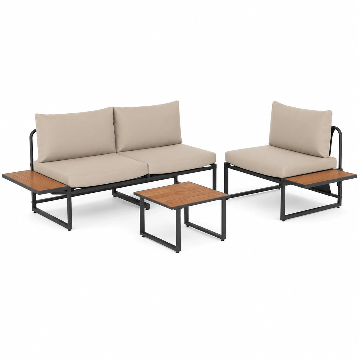 Salon de jardin, en acier, extensible, avec tiroirs, avec étagères, 55 x 55 x 35 cm, pour la terrasse ou le jardin