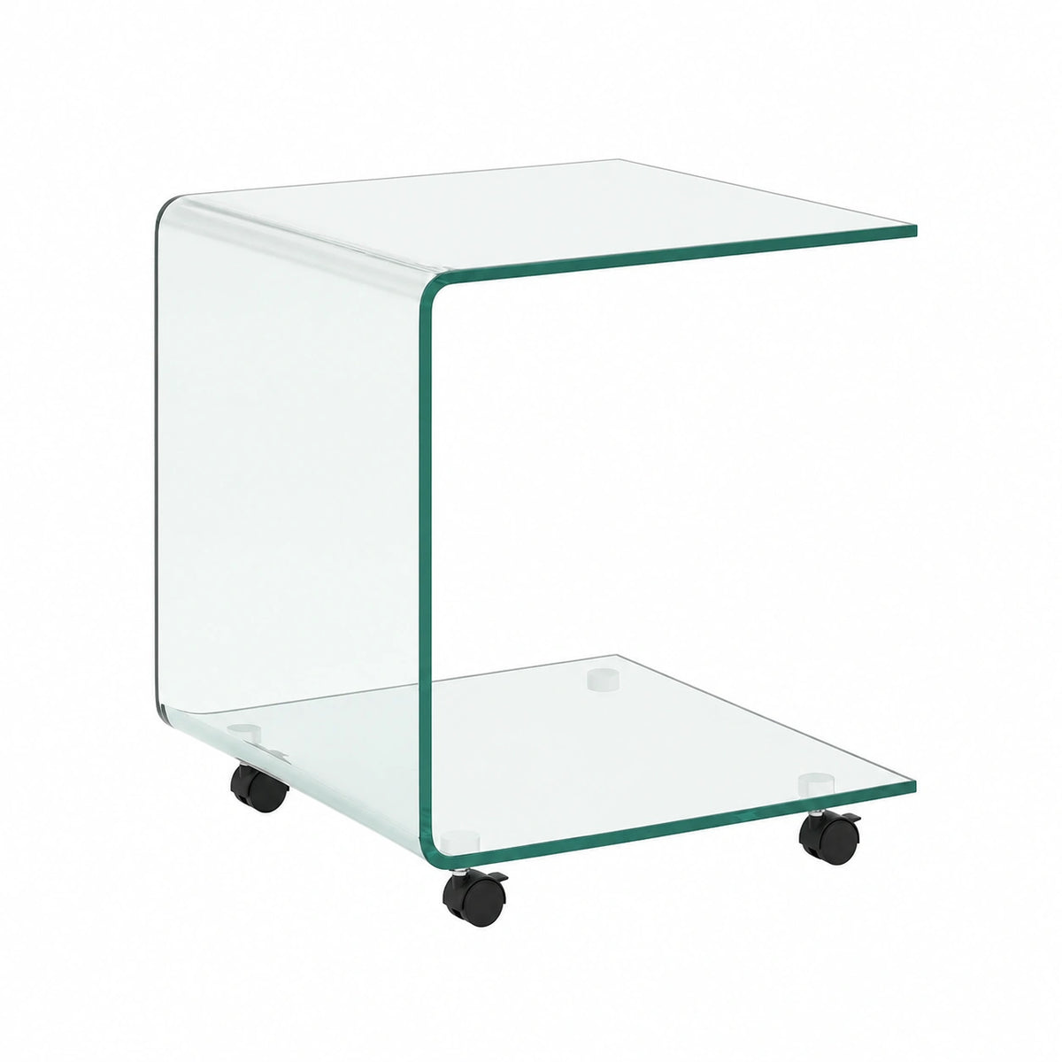 Canapé, en verre trempé, sur roulettes, coloris transparent, 45 x 45 x 41 cm, pour le salon