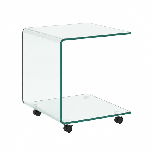Canapé, en verre trempé, sur roulettes, coloris transparent, 45 x 45 x 41 cm, pour le salon