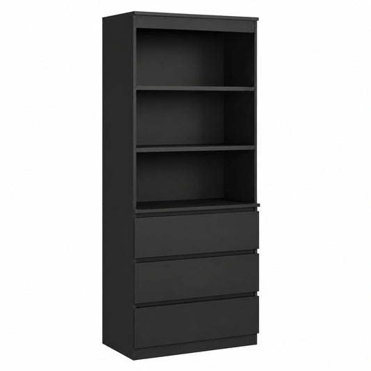 Bibliothèque, avec rangement, avec étagères, coloris noir, pour le salon ou le bureau