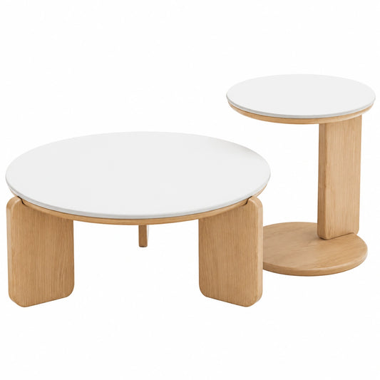 Table basse, en chêne, coloris blanc, pour le salon