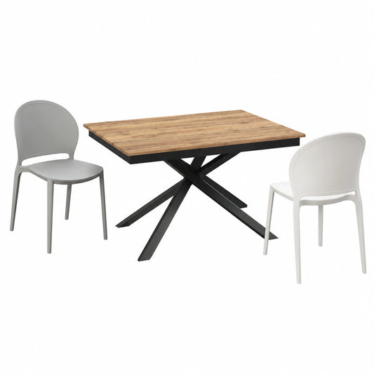 Table, en chêne, extensible, coloris noir, pour les espaces de vie