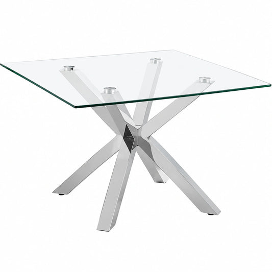 Table basse, en verre, 70 x 70 cm, coloris argenté, pour le salon